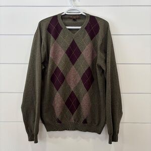 Sebastian Cooper green argyle cotton cashmere blend size large